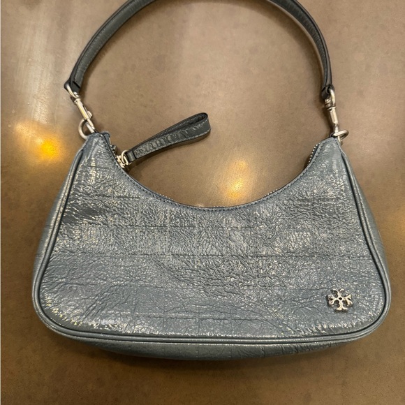 Tory Burch Dark Turquoise Pebbled Leather Shoulder Bag With Bag Worn Once